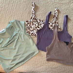 Forever 21 Crop Tops Set - Mint, Leopard, Lavender, Taupe